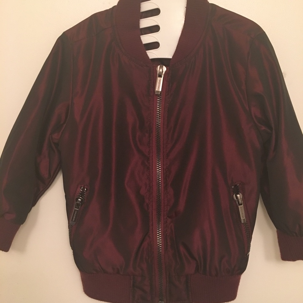 Toddler boy burgundy flight jacket